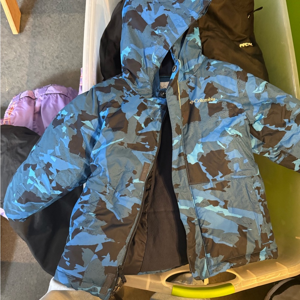 Columbia Kids Blue and Black Camo Puffer Jacket